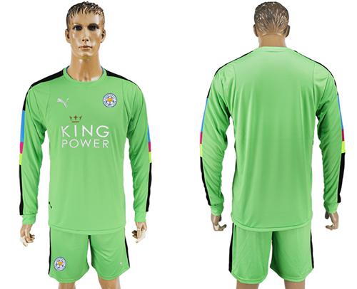 Leicester City Blank Green Goalkeeper Long Sleeves Soccer Club Jersey - Click Image to Close